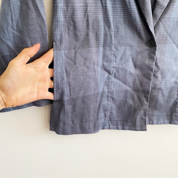 LACAUSA Rooney Blazer jacket hemp plaid artsy lagenlook powder blue indie clean - Picture 14 of 15